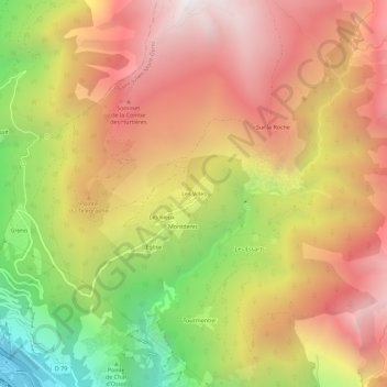 Les Villes topographic map, elevation, terrain