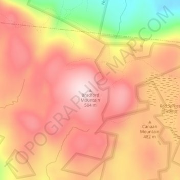 Bradford Mountain topographic map, elevation, terrain