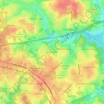 Belle Meade topographic map, elevation, terrain