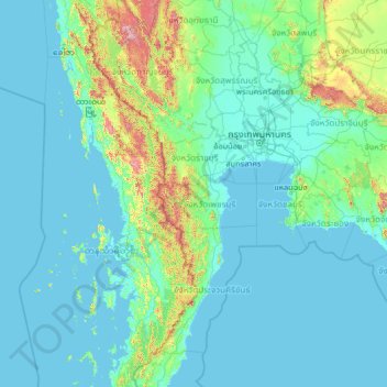 จังหวัดเพชรบุรี topographic map, elevation, terrain