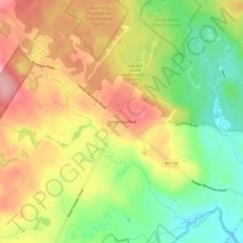 Center Strafford topographic map, elevation, terrain