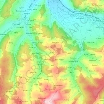 Aeschi topographic map, elevation, terrain