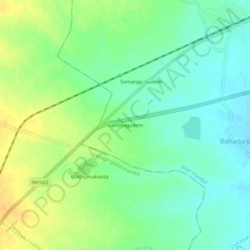 Kammagudem topographic map, elevation, terrain