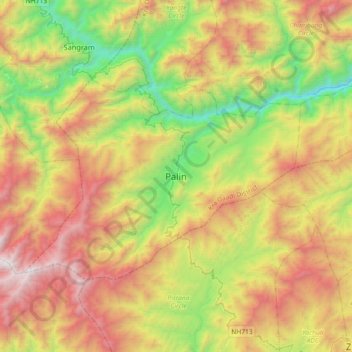 Palin topographic map, elevation, terrain