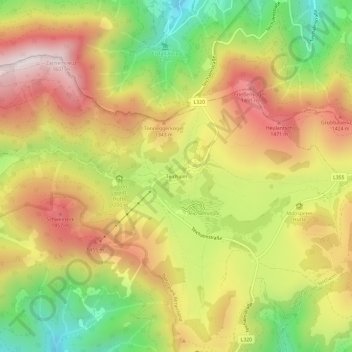 Teichalm topographic map, elevation, terrain