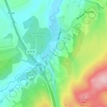 Uddington topographic map, elevation, terrain