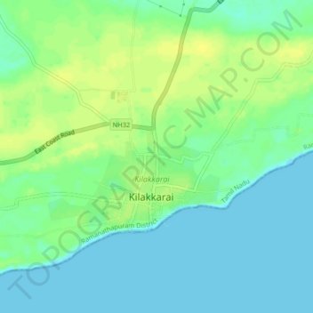 Kilakkarai topographic map, elevation, terrain