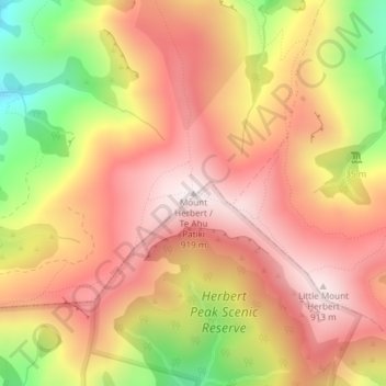 Mount Herbert topographic map, elevation, terrain