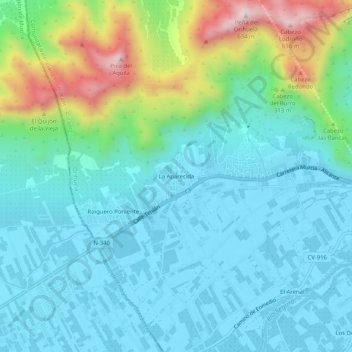 La Aparecida topographic map, elevation, terrain