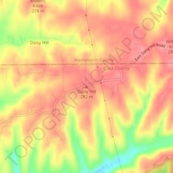 Daisy Hill topographic map, elevation, terrain