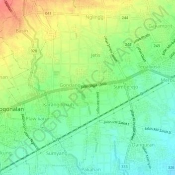 Trunuh topographic map, elevation, terrain