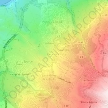 Fleurimont topographic map, elevation, terrain