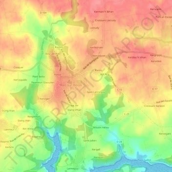 Kergoalabre topographic map, elevation, terrain