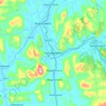 Karawanella topographic map, elevation, terrain