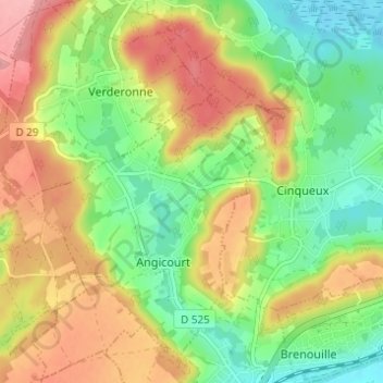 Tourteaucourt topographic map, elevation, terrain