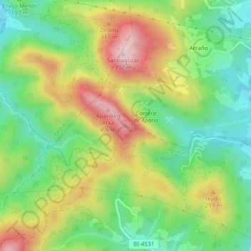 Apario topographic map, elevation, terrain