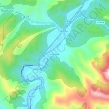 Villayandre topographic map, elevation, terrain