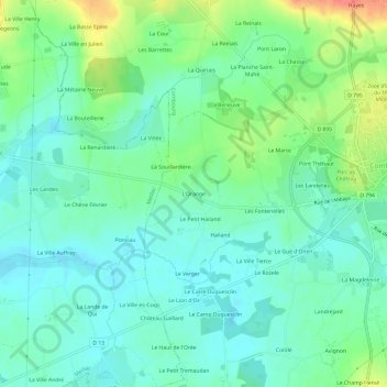 L'Orange topographic map, elevation, terrain