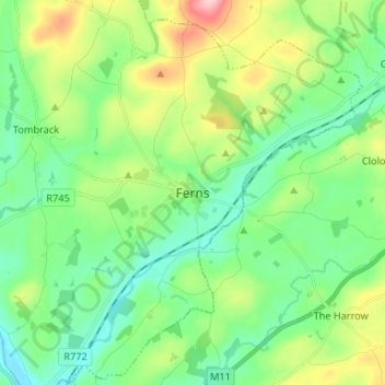 Ferns topographic map, elevation, terrain