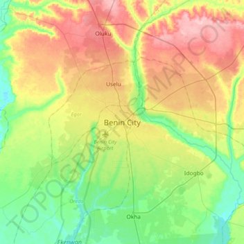 Benin-Stadt topographic map, elevation, terrain
