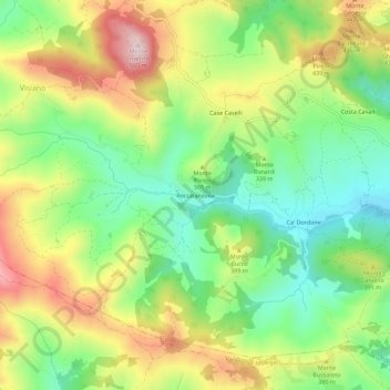 Roccalanzona topographic map, elevation, terrain