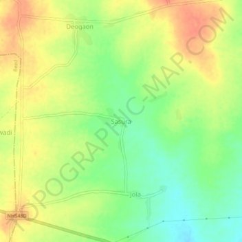 Sasura topographic map, elevation, terrain