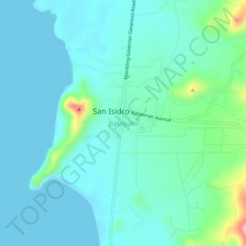 Batobato topographic map, elevation, terrain