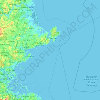 Burnham Rocks topographic map, elevation, terrain