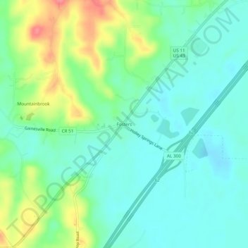 Fosters topographic map, elevation, terrain