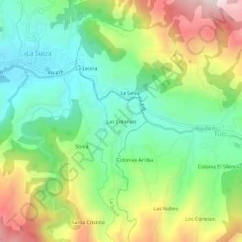 Las Colonias topographic map, elevation, terrain