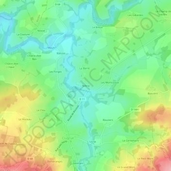 Telline topographic map, elevation, terrain