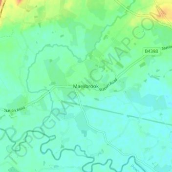 Maesbrook topographic map, elevation, terrain