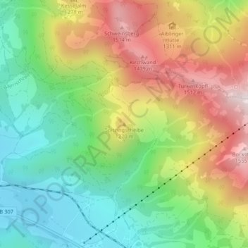 Spitzingscheibe topographic map, elevation, terrain