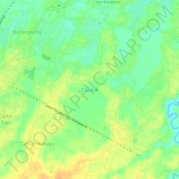 Cileduk topographic map, elevation, terrain