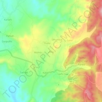 Bandwal topographic map, elevation, terrain