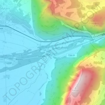 information;Ganda topographic map, elevation, terrain