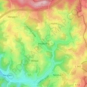Heidberg topographic map, elevation, terrain
