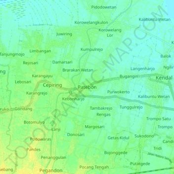Patebon topographic map, elevation, terrain