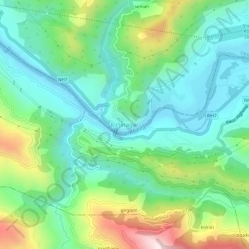Kirtinagar topographic map, elevation, terrain