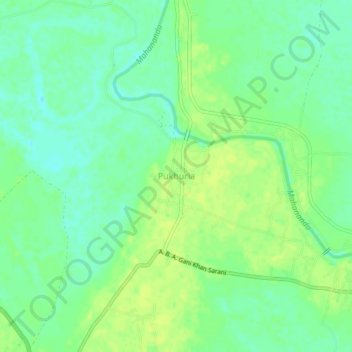 Pukhuria topographic map, elevation, terrain