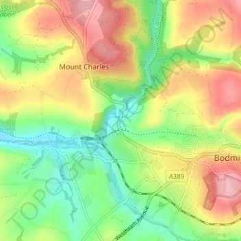 Dunmere topographic map, elevation, terrain