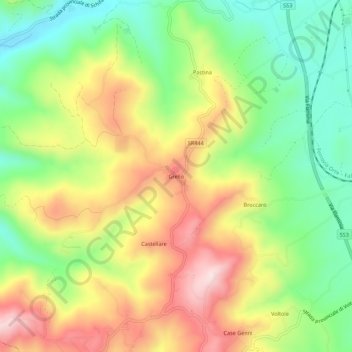 Grello topographic map, elevation, terrain