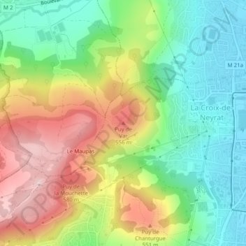 Puy de Var topographic map, elevation, terrain