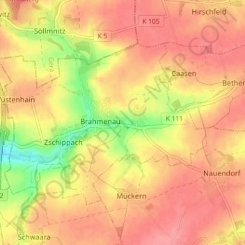 Waaswitz topographic map, elevation, terrain