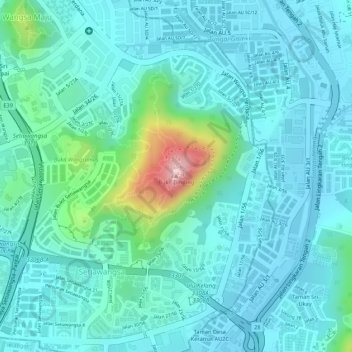 Bukit Dinding topographic map, elevation, terrain