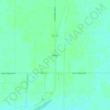 Pulltight topographic map, elevation, terrain