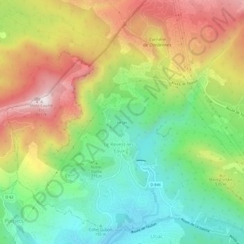 Le Jas topographic map, elevation, terrain