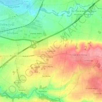 Tressauves topographic map, elevation, terrain