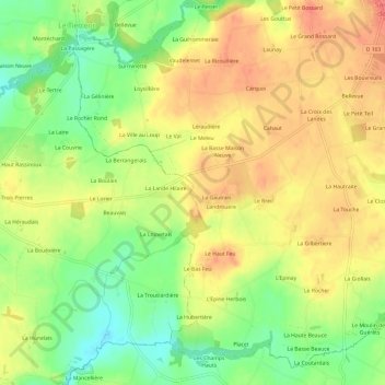 La Saigeais topographic map, elevation, terrain