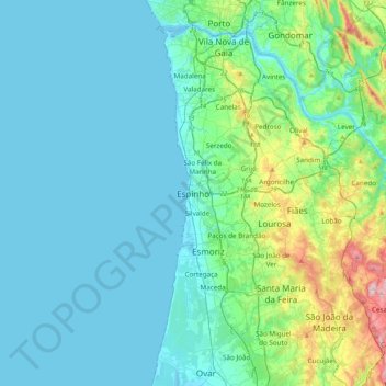 Espinho topographic map, elevation, terrain